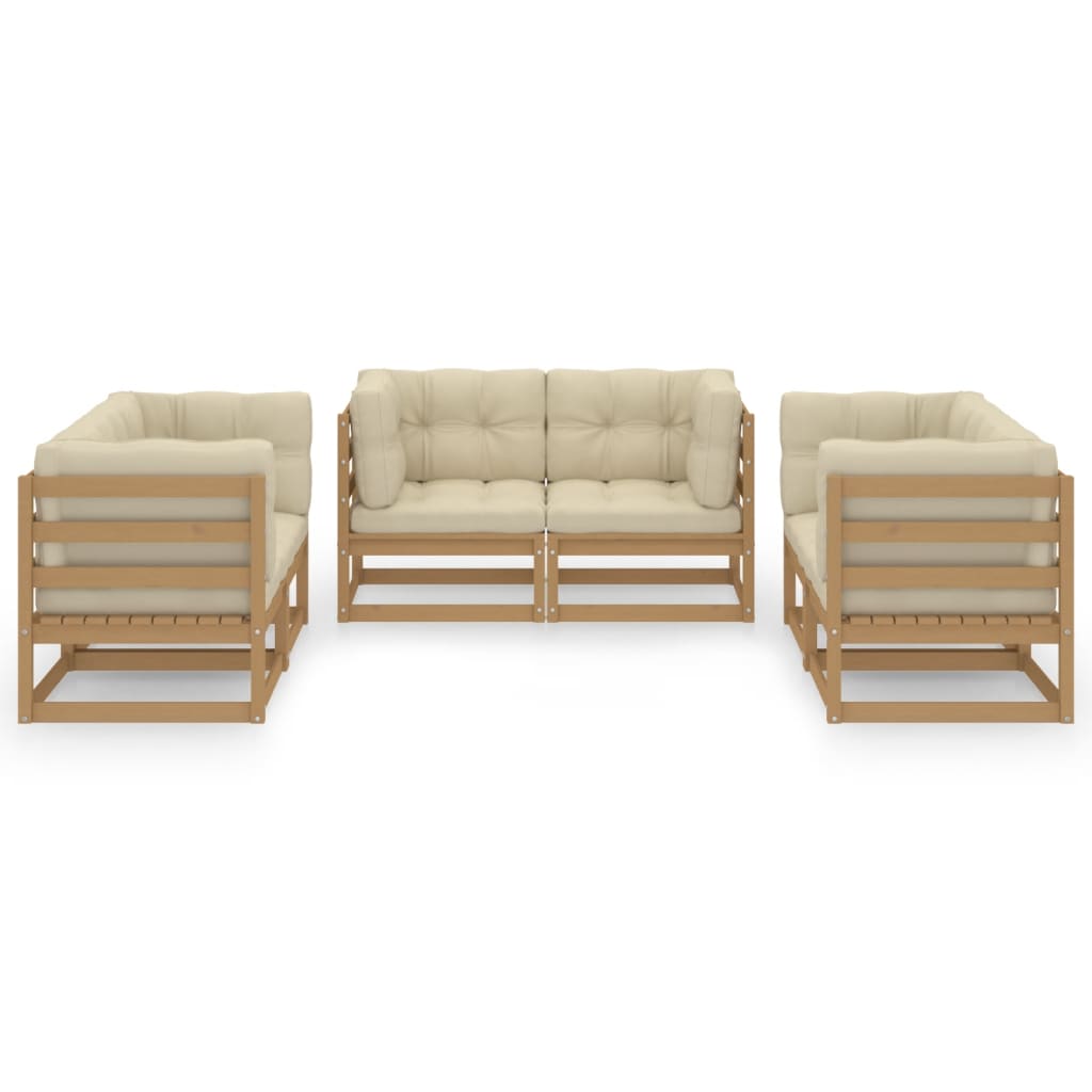 6-tlg. Garten-Lounge-Set mit Kissen Kiefer Massivholz